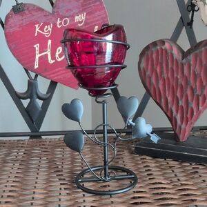Red Heart Candle Holder- Valentines Decor